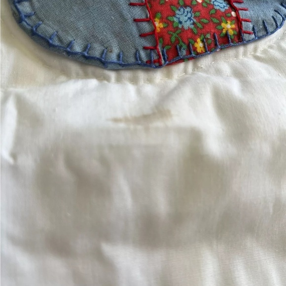 Hanging Laundry Floral Appliqué Embroidery Baby Boy Girl Quilt Vintage 80s